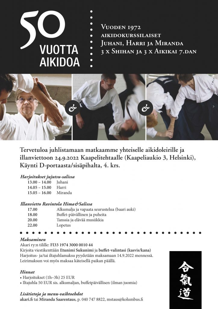 Aikidoa 50 vuotta juhlaleiri 24.9.2022 